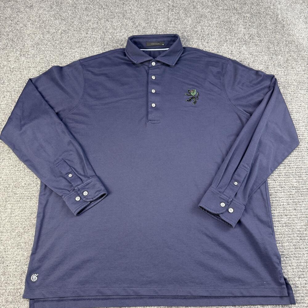 Greyson Polo Shirt Mens XL Blue Long Sleeve Golf Brrr Cooling Performance Tech